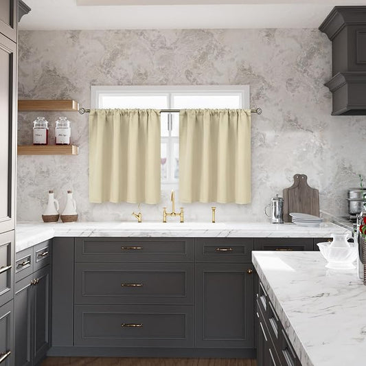 BGment Beige Blackout Curtains 36 Inches Length - Image 2