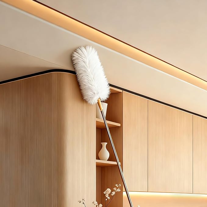 White Lambswool Extendable Duster, 32-98 Inch Bendable Wool Head - Image 7
