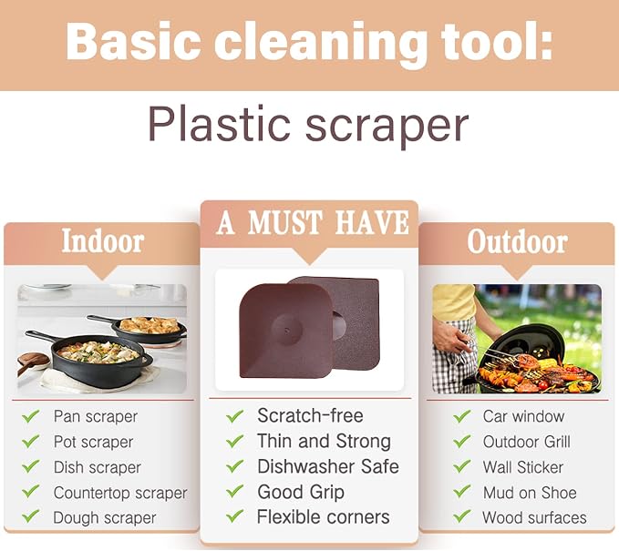 4.5" Cast Iron Scrubber+Pan Scraper, Cast Iron Pan Pot Skillet Cleaner Scrubber - Image 6