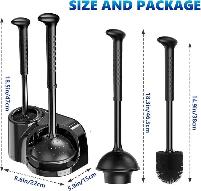 Toilet Brush and Plunger Set: 2-in-1 Heavy Duty Toilet Plunger and Bowl Brush - Image 6