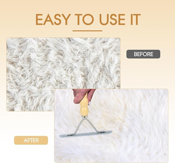 Metal Handheld Carpet Rake for Fluffy Plush, Pet Hair Removal Tool, Reusable - Image 7