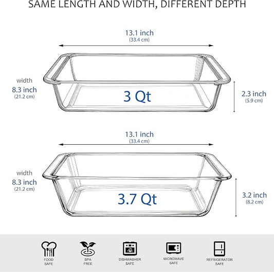 Set of 2 pcs Tempered Glass Baking Dish Set, Deep and Classic Borosilicate - Image 2