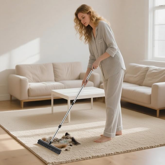 nacena Rubber Broom, 2 in 1 Pet Hair Removal Broom - Image 7