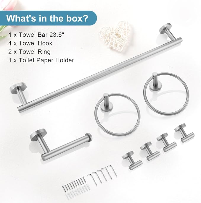 TQKAG 8-Pieces Bathroom Hardware Set Brushed Nickel SUS304 Stainless Steel Bath - Image 8
