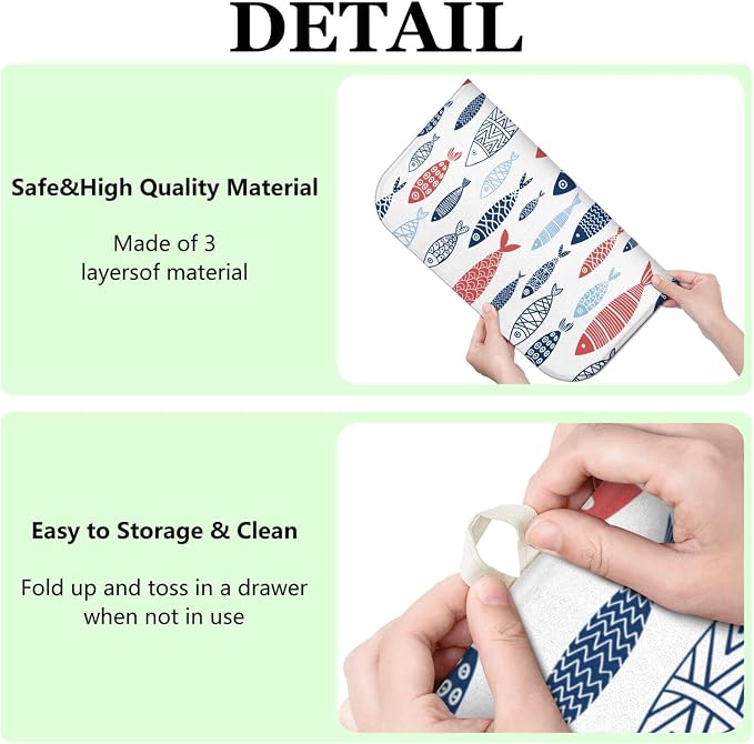 Fish Dish Drying Mat for Kitchen Countertops, Japanese Fish Pattern Microfiber - Image 7