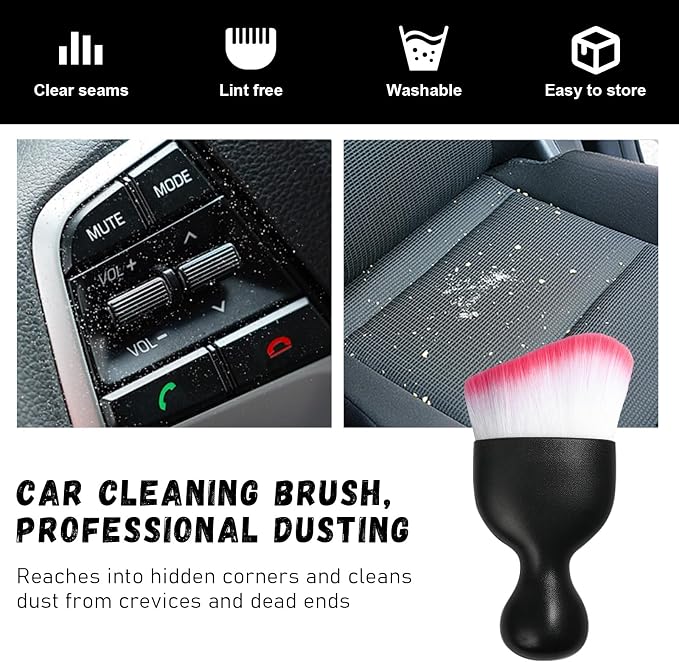 Ziciner Car Detailing Brush, Curved Soft Bristles Auto Removal Dust Collectors - Image 6