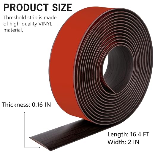 16.4Ft Floor Transition Strip Self Adhesive Vinyl Cover Floor Strip Flat - Image 2