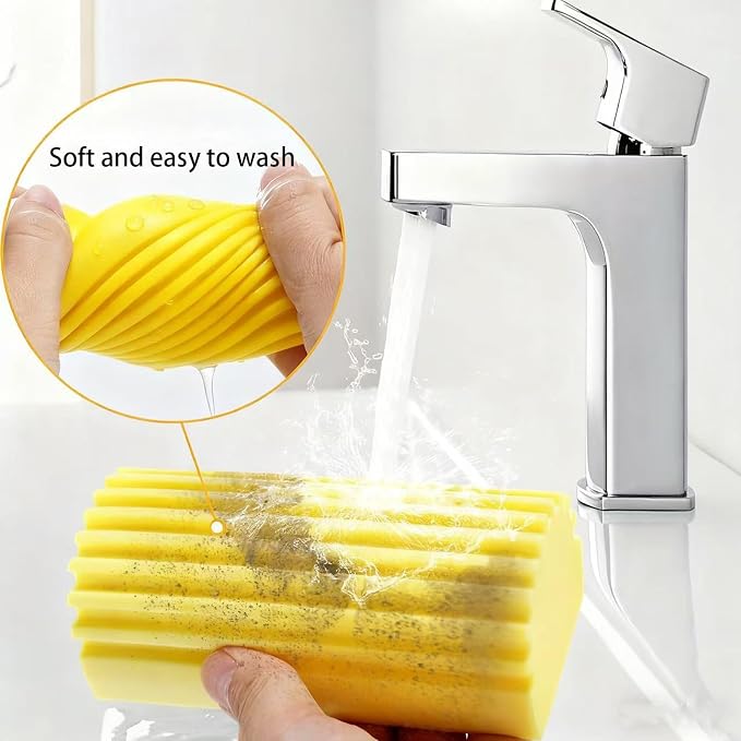 Damp Clean Duster Sponge 4 Pack Household Cleaning Sponges Reusable Dusting - Image 6