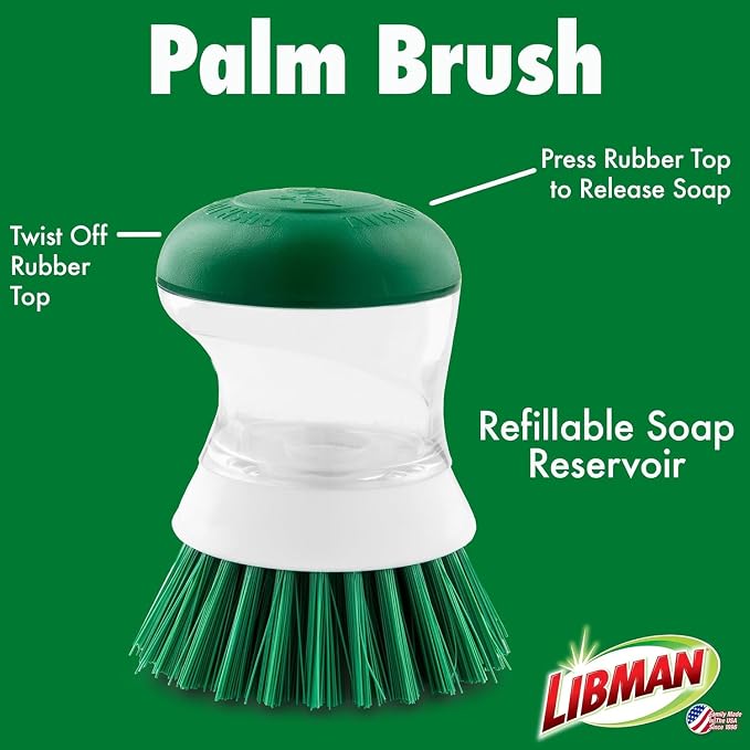 Libman Palm Brush with Soap Dispenser – Dish Brush - Image 5