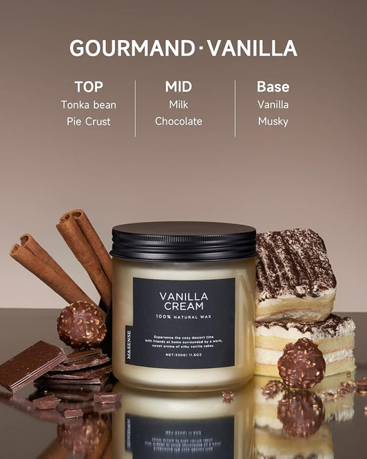 M&SENSE Vanilla Soy Candles, Medium 2 Wick 11.6oz 70 Hours Burning Time - Image 2