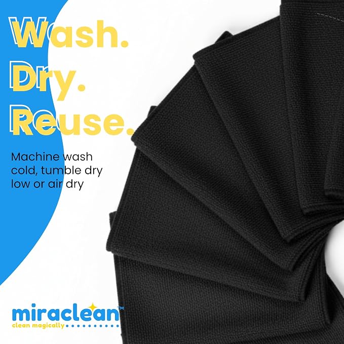 Microfiber Cleaning Cloth Black 12 Pack Premium Microfiber Towels - Image 8