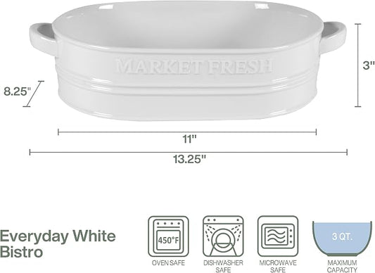 Everyday White by Fitz and Floyd Market Fresh Casserole Baking Dish, 3 Quart - Image 2