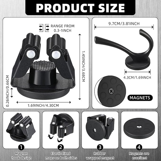 4 Pcs Magnetic Double Hooks Magnetic Coat Hooks Magnetic Mop Broom Holder - Image 2
