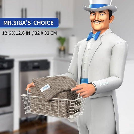 MR.SIGA Waffle Pattern Cleaning Cloths, Reusable Absorbent Microfiber Cleaning - Image 2