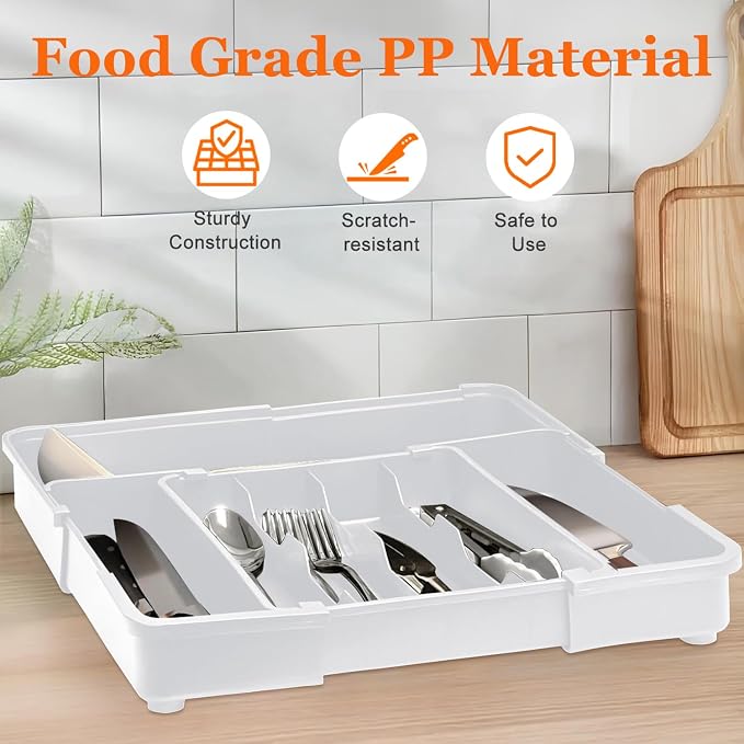 Expandable Silverware Drawer Organizer BPA Free Cutlery Organizer Small Utensil - Image 9