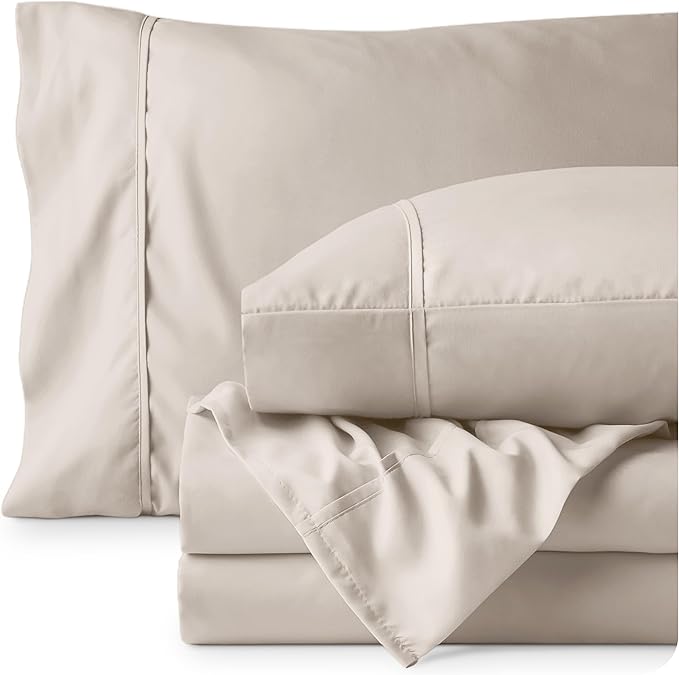 Bare Home California King Sheet Set - 1800 Ultra-Soft Microfiber Bed Sheets - Double Brushed - Deep Pockets - Easy Fit - 4 Piece Set - Bed Sheets (Cal King, Wheat)