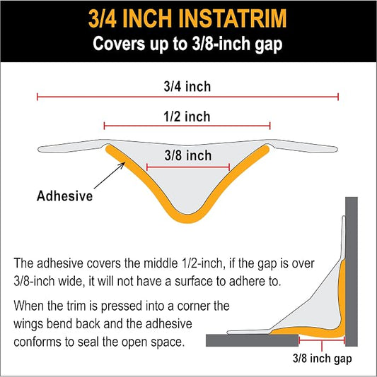 InstaTrim The Original Flexible Trim -10ft Black 3/4" Wide Caulk Tape - Image 2