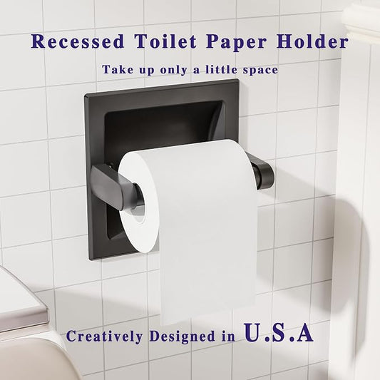 Matte Black Recessed Toilet Paper Holder - Image 2