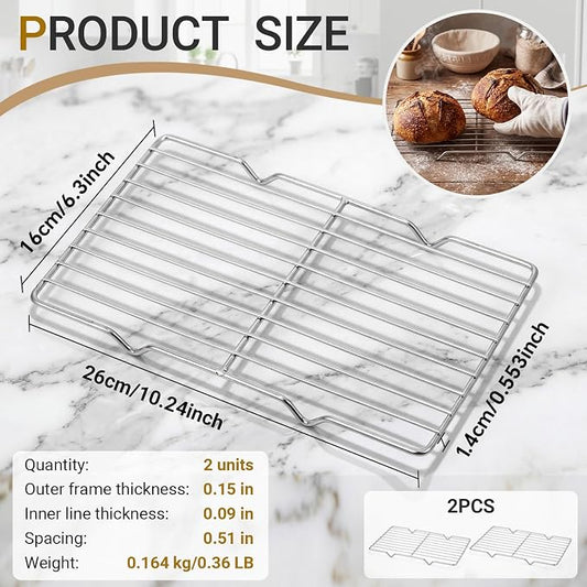 Lounsweer 2 Pack Cooling Racks, 5L x 10.5W x 1H Stainless Steel Wire Rack - Image 2