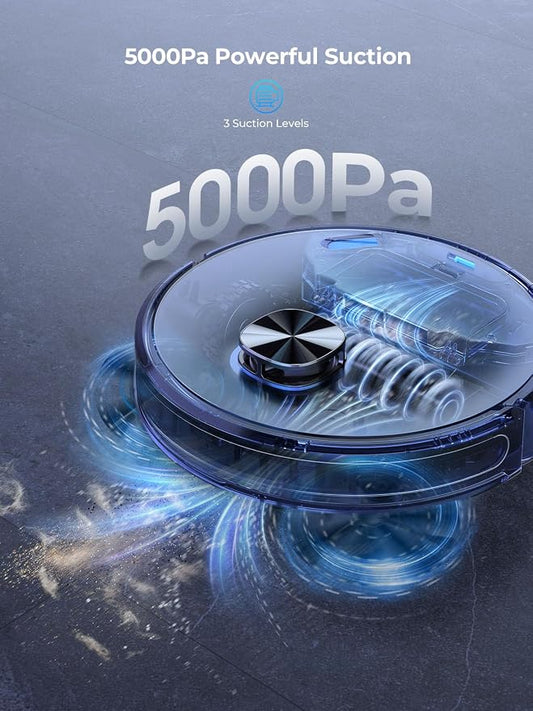 Robot Vacuum and Mop, 5000Pa Self-Emptying Robot Vacuum, Smart Lidar Navigation - Image 2