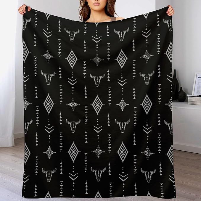 Southwest Blanket, Soft Native Tribal Vintage Abstract Ethnic Pattern Blanket Ethnic Aztec Print Throw Blanket for Couch Sofa 30"x40"