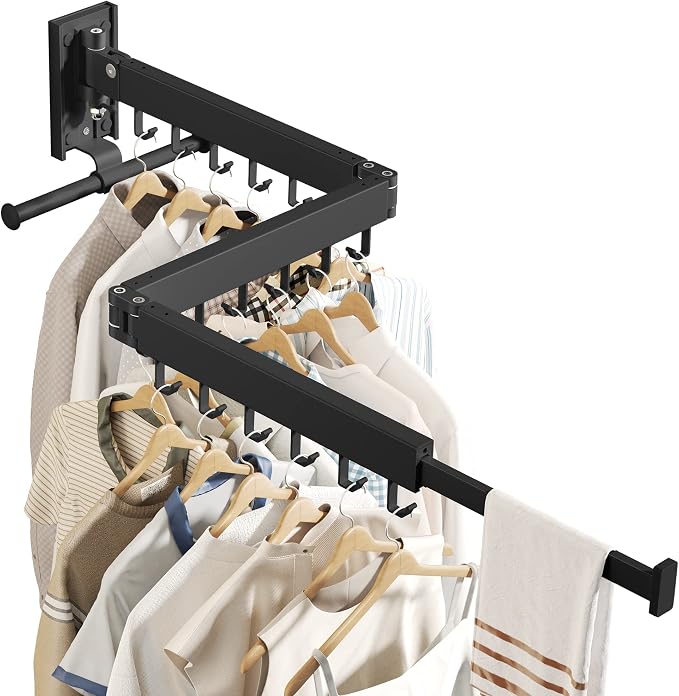 Drying Rack Clothing, Retractable Clothes Drying Rack, Wall Mounted Laundry Rack - Image 9