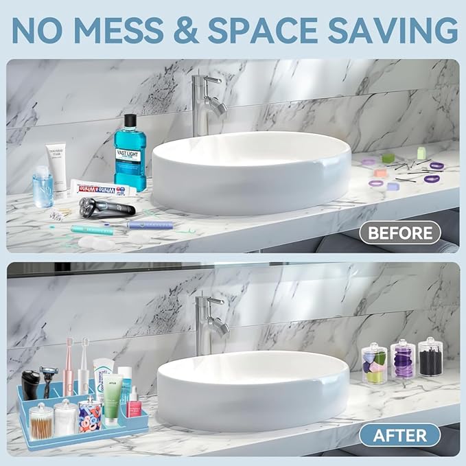 Silicone Multifunctional Bathroom Organizer Countertop, 7Compartment Silicone - Image 7