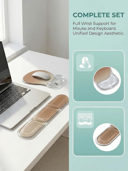 AUPET Ergonomic Gel Mouse Pad and Keyboard Wrist Rest Set, Crystal Gel Cushion - Image 2