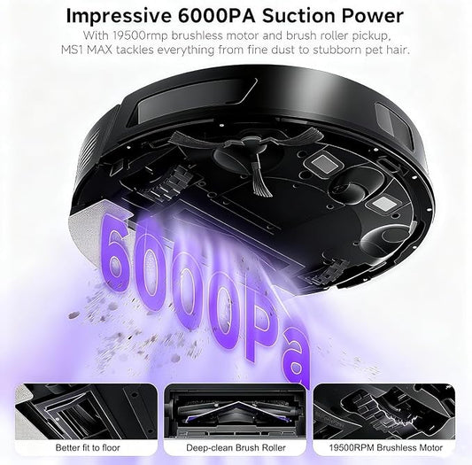 MONSGA Robot Vacuum and Mop Combo, 6000Pa Robotic Vacuum - Image 2
