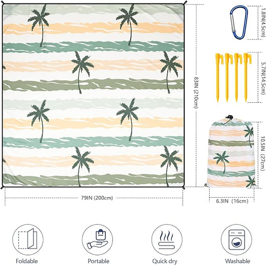 HIHOHO Beach Blanket Waterproof Sandproof Extra Large Beach Mat 79" X - Image 2