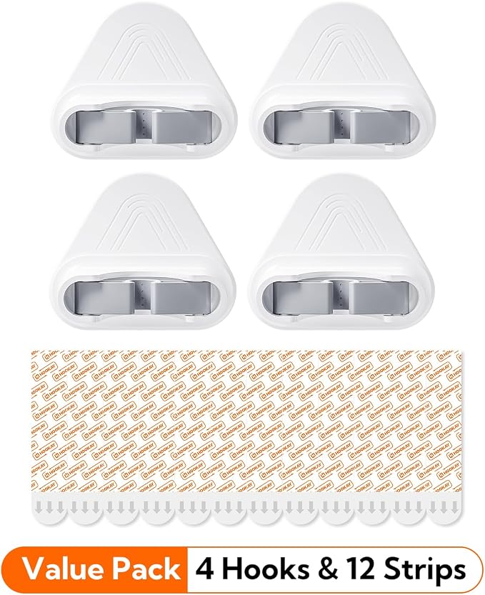 hookay 10lbs Broom and Mop Grippers Wall Hooks, 4 Hangers and 12 Adhesive Strips - Image 8
