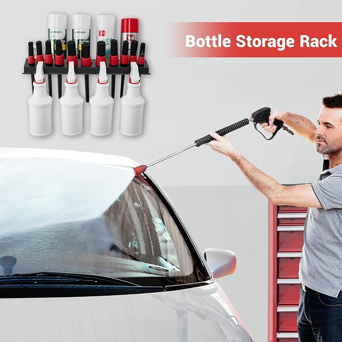 Car Cleaning Brush and Spray Bottle Storage Rack, Wall Mount Bottle Organizer - Image 9