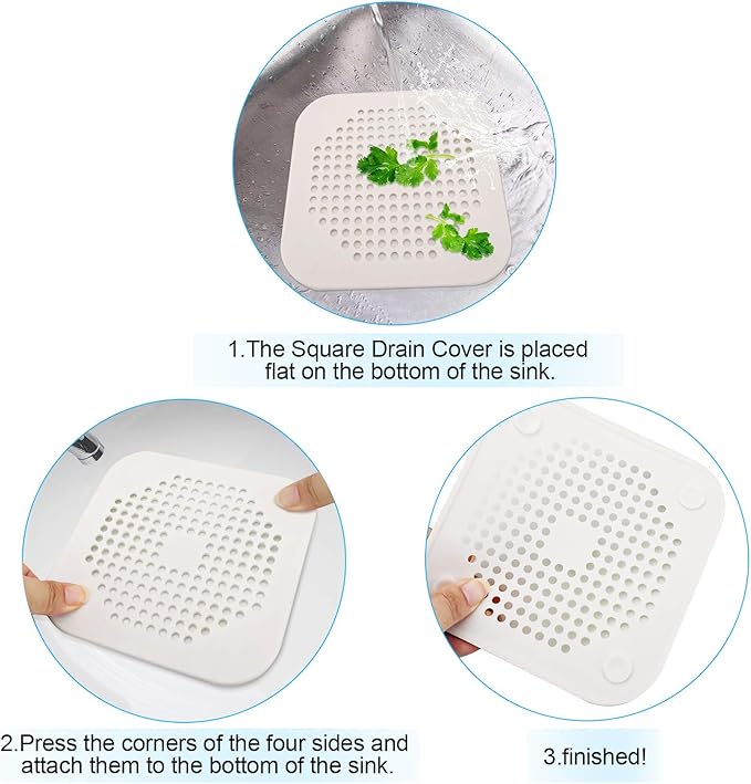 Square Drain Cover for Shower 5.7-inch TPR Drain Hair Catcher Flat Silicone - Image 7