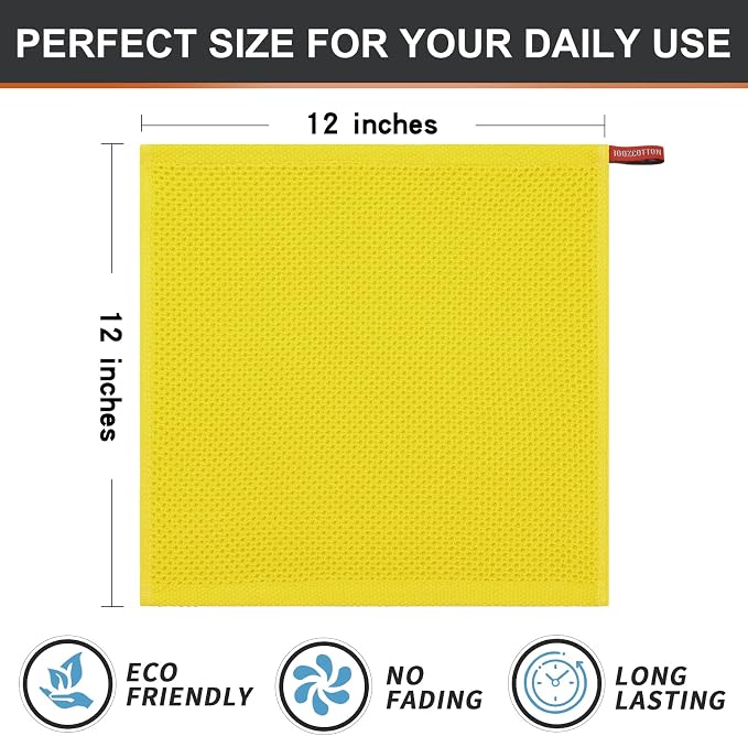 Kitinjoy 100% Cotton Kitchen Dish Cloths, 6 Pack Waffle Weave Ultra Soft - Image 7