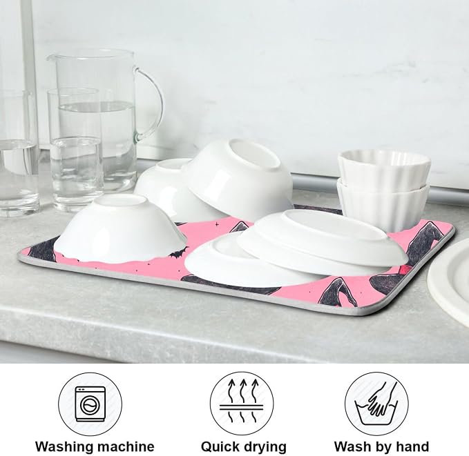 Witch Bow Hot Pink Dish Drying Mat - Image 7