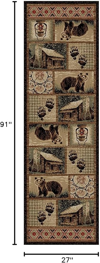 Mabyberry Rug HS9661 2X8 Cabin Hideaway Brown Area Rug