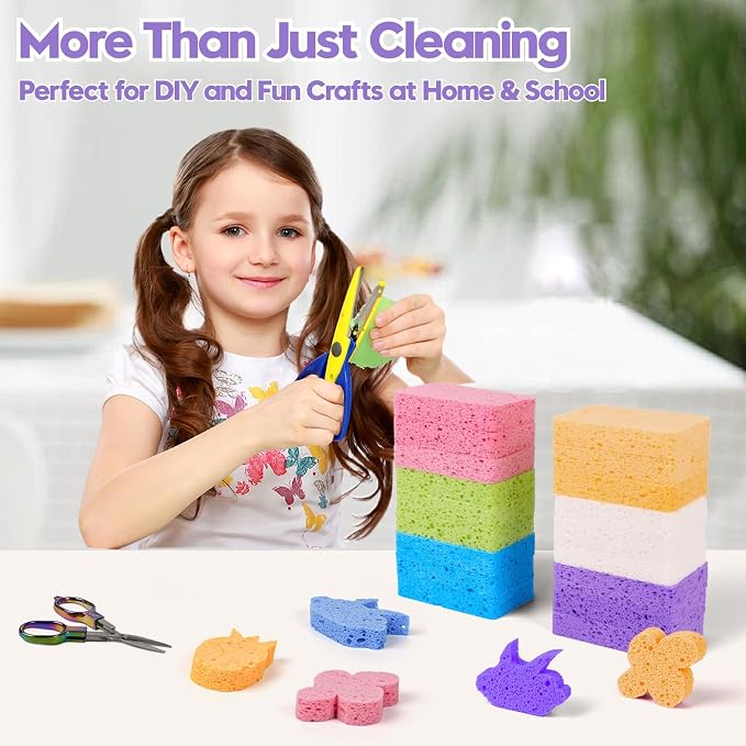 18 Pack Compressed Cellulose Sponges, 6 Color Assorted Kitchen Cleaning Sponges - Image 7