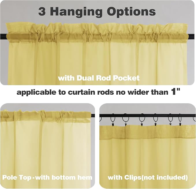 Chyhomenyc Yellow Sheer Curtains 78 Inches Long 2 Panels Set - Image 7