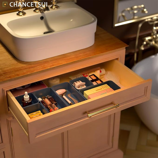 6 Pcs Stackable Drawer Organizer Set Desk Drawer Dividers, Bathroom Vanity - Image 2