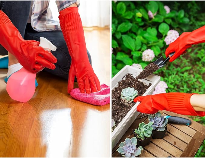 Vgo 2-Pairs Dishwashing Gloves, Reusable Household Gloves, Long Sleeve - Image 6