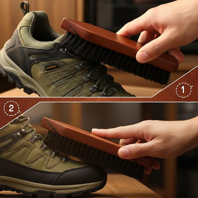 Vesici 5 Pcs Horsehair Shoe Polish Brush Kit Horse Hair Brush - Image 6