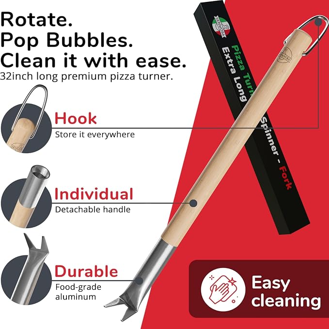 Pizza Oven & Stone Brush with Scraper, Turning Fork & Bubble Popper Bundle - Image 9