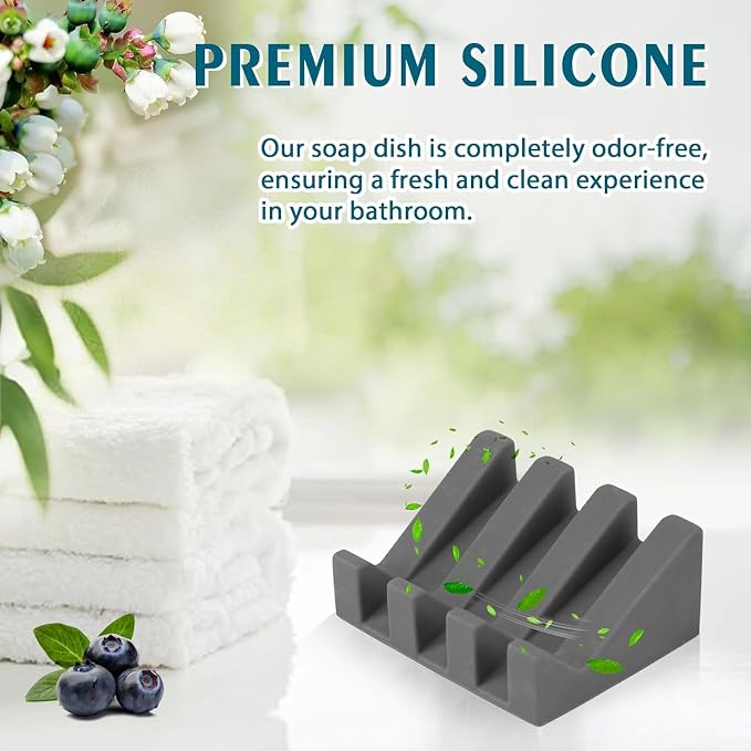Silicone Soap Dish for Bar Soap Holder for Shower Bathroom Self Draining - Image 6