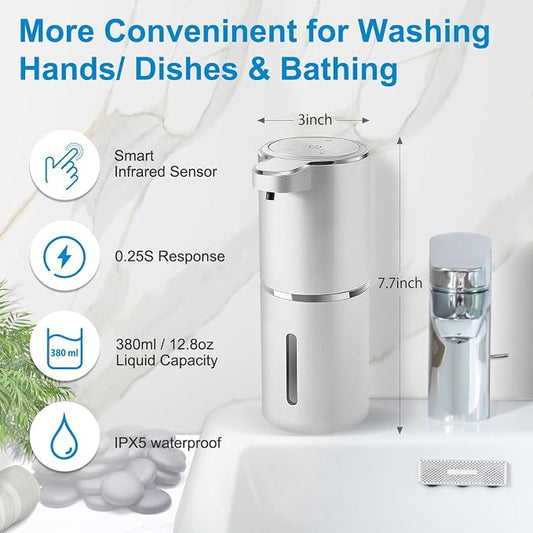Automatic Foaming Soap Dispenser, 4-Level Adjustable Foam, Wall Mount, USB - Image 2