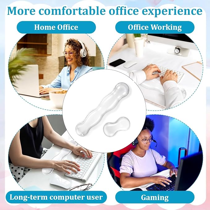 Clear Gel Wrist Rest for Keyboard and Mouse Soft Comfortable Wrist Support for - Image 6