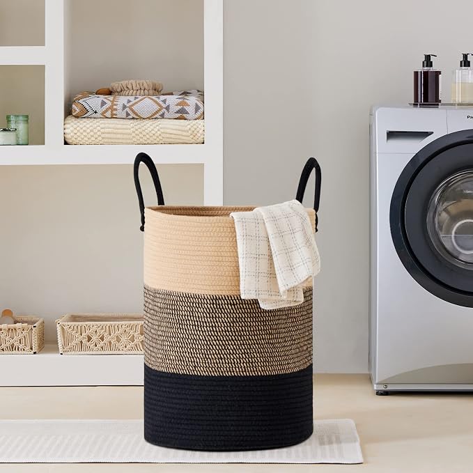 VIPOSCO Large Laundry Hamper, Tall Woven Rope Storage Basket - Image 7