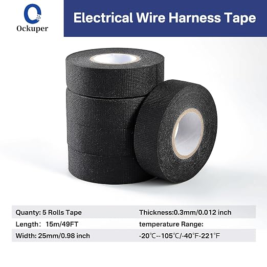 Wire Harness Tape, 0.98"x 49FT 5 Rolls, Wiring Loom Harness, Self-Adhesive Felt - Image 2
