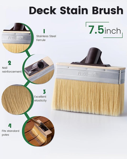 Voomey 7.5 Inch Deck Stain Brush, Heavy Duty Wood Stain Brush - Image 2