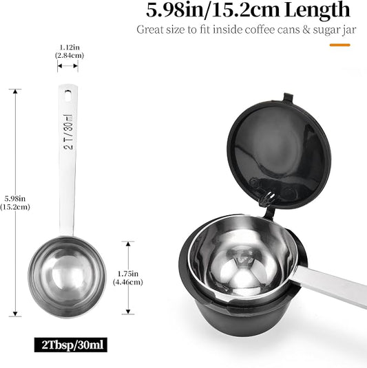 Long Handle Coffee Scoop: 18/8 Stainless Steel 5.98 Inch 2 Tablespoon Metal - Image 2