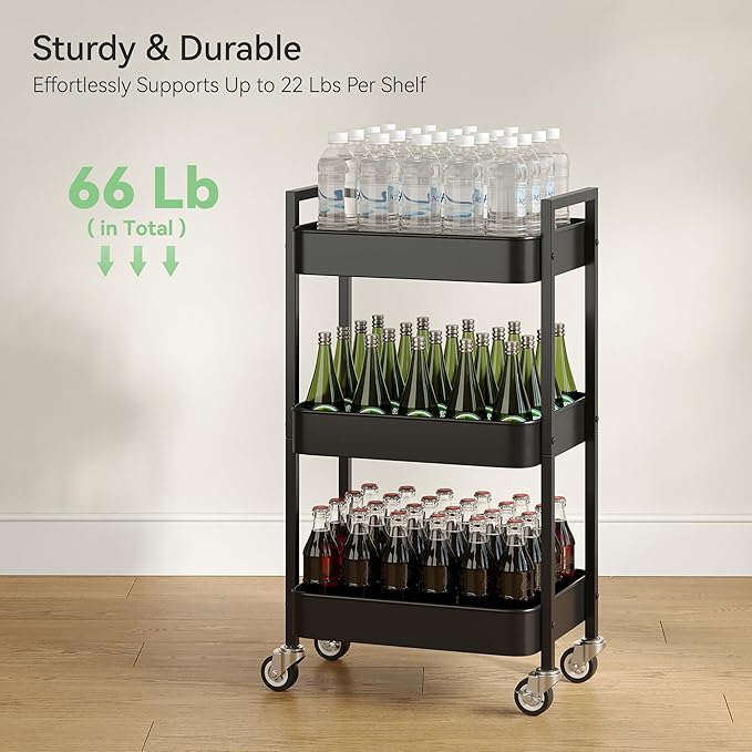 3 Tier Rolling Cart, Utility Cart - Image 6